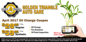 April 2017 Oil Change Coupon from Golden Triangle Auto Care