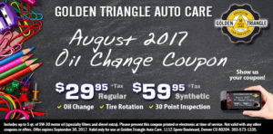 August 2017 Oil Change Coupon