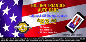 Oil Change Coupon July 2016