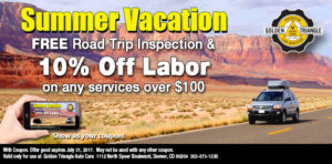 Summer Vacation Road Trip Inspection Coupon
