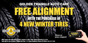 Free Alignment with purchase of 4 new winter tires good through Nov 30 2019