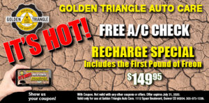 A/C Check and Recharge Special $149.95 first pound freon included expires 7-30-20