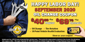 Oil Change Coupon $40 reg or $69.75 speciality valid thru 9-30-20