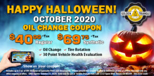 October Oil Change Deal from Golden Triangle Auto Care $40 reg or $69.75 synthetic valid through 10-31-20