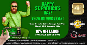 Lucky Labor Discount Deal for March 2021 from Golden Triangle Auto Care