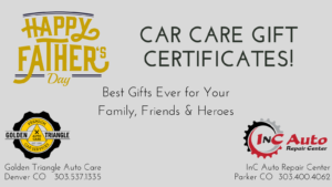 Car Care Gift Certificates in any amount from Golden Triangle Auto Care