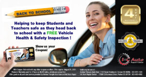 Keeping Students and Teachers Safe on the Road, Downtown Denver Auto Shop offering free 32-point vehicle health and safety evaluation thru 8-30-21