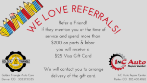 Ask about Golden Triangle Auto Care's Customer Referral Program