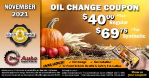 November Oil Change Deal from Golden Triangle Auto Care