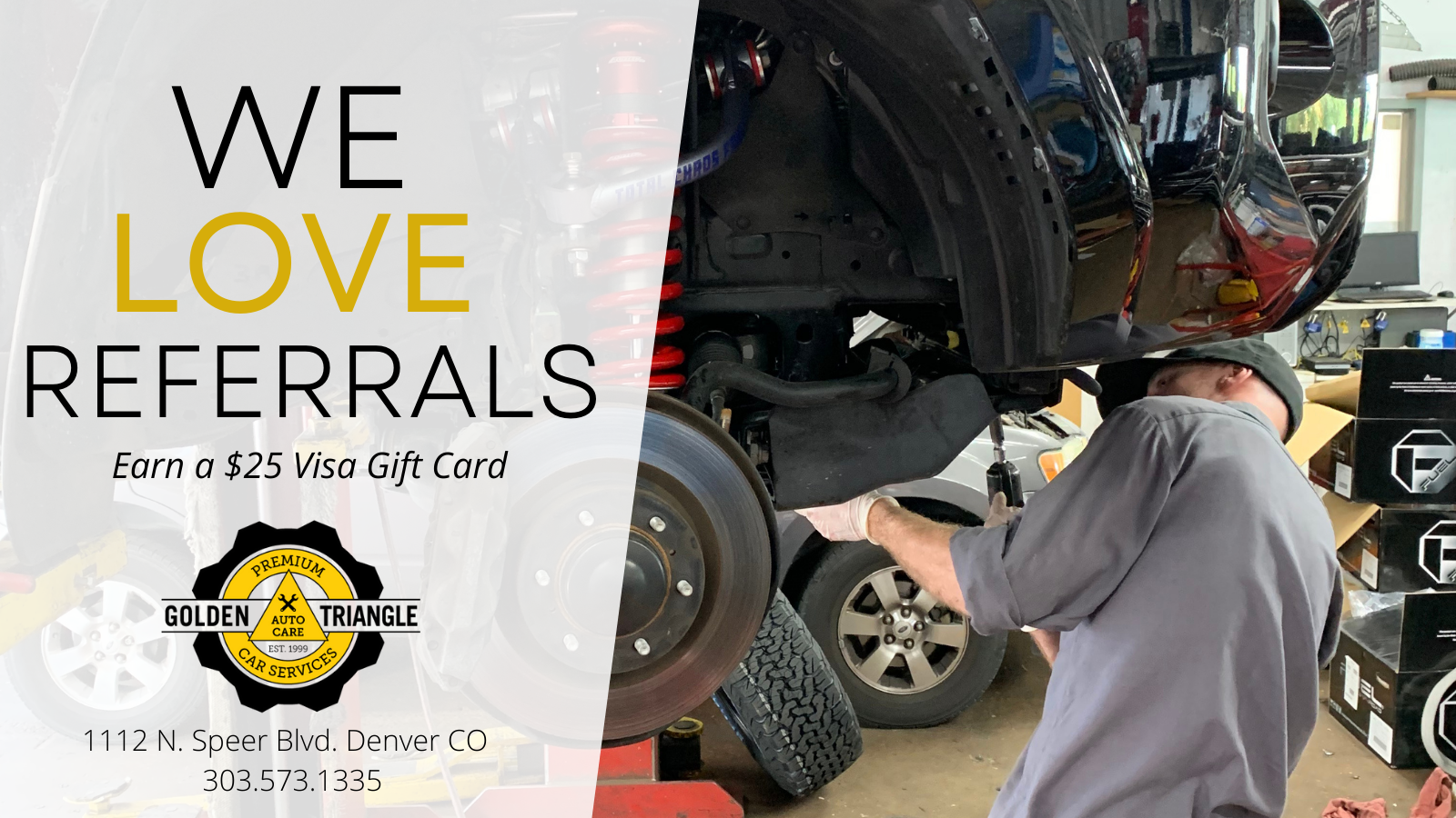Referrals Earn $25 Visa Gift Card at Golden Triangle Auto Care Denver CO