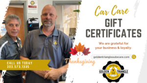 Car Care Gift Certificates at Golden Triangle Auto Care Denver CO